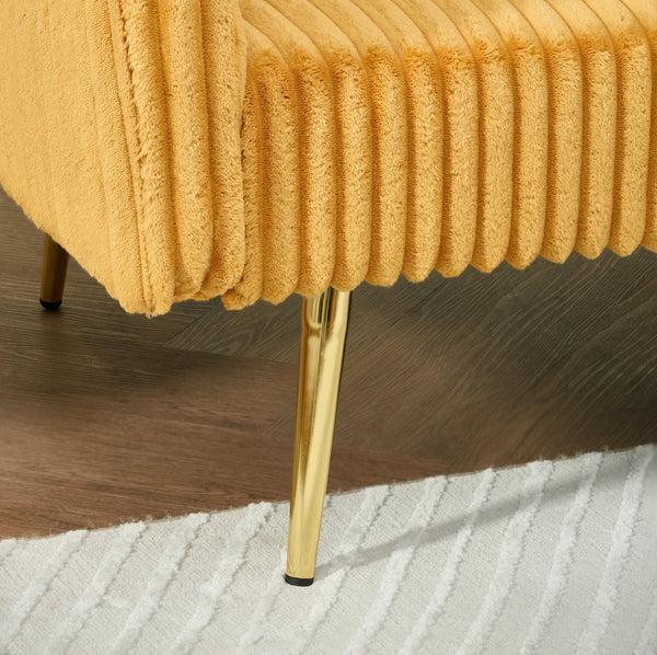 English Elm 79 Corduroy Sofa Bed Foldable Double Convertible Sleeper with Folding Armrests for Compact Living Rooms Yellow W2290P250581