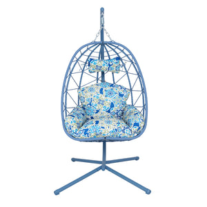 English Elm Hanging Egg Chair with Pe Wicker Stand Ergonomic Swing Seat for Patio or Bedroom T5880P497571