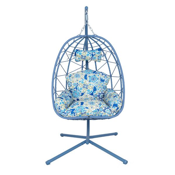 English Elm Hanging Egg Chair with Pe Wicker Stand Ergonomic Swing Seat for Patio or Bedroom T5880P497571