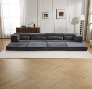 English Elm Compression Modular Floor Sofa Bed - Cozy, No Assembly, Soft Fleece, Versatile 4-Seater With Pillows! W3723S00033