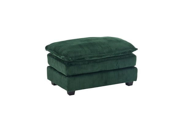 English Elm Corduroy Plush 2-Seat Sofa with 2 Back Cushions, Toss Pillows & Ottomans — Deep Seat Comfort Green W2363S00065