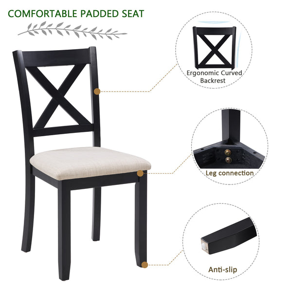 English Elm Dining Chairs Set of 4 Rubberwood Frame Linen Seat Modern Ergonomic Kitchen Side W1998P336527