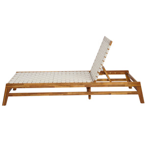 English Elm Christopher Knight Home® - Outdoor Rope Chaise Lounge with Acacia Wood Frame and Adjustable 4-Position Recline for Patio Comfort Teak,White 84.84 L x 29.13 W x 5.78 H N776P288556W