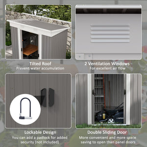English Elm Outsunny Galvanized Steel Lean to Shed with Sliding Doors and Vented Backyard Storage W2225P174117