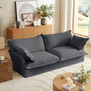 English Elm 87.4'' Modern Comfy Upholstered Sofa Cloud Couch - Deep Seat, Removable Washable Covers, Plush Dark Gray W2357P272956