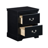 English Elm 1 Piece Classic Traditional 2 Drawers Nightstand Black Finish Bedroom Furniture Wooden Bedside Table Cabinet