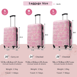 English Elm Hardshell Polycarbonate Luggage Set Three Piece Tsa Lock Spinner Travel Suitcases Pink N732P306618U