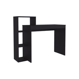 English Elm Wide Minimalist Writing Desk with Four Open Shelves for Modern Home Office Storage B070P490013