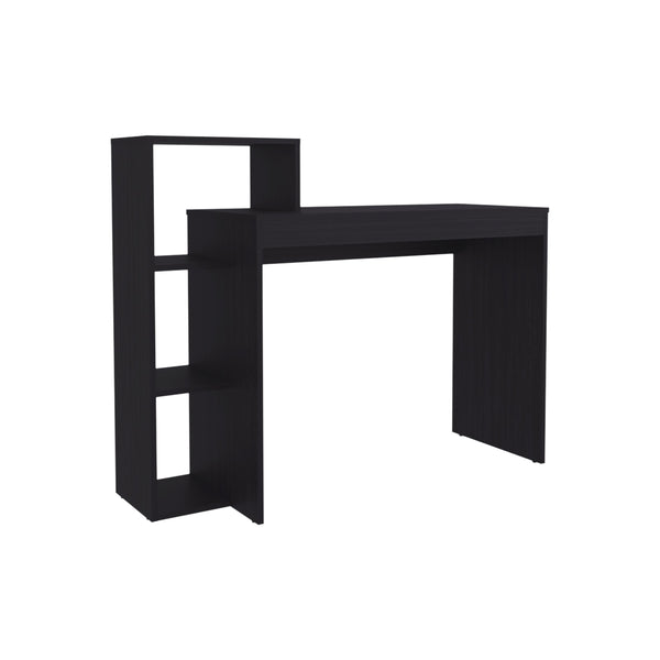 English Elm Wide Minimalist Writing Desk with Four Open Shelves for Modern Home Office Storage B070P490013