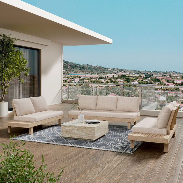 English Elm Christopher Knight Home® - Topia Acacia 7-Seater Sofa Set – Elegant, Durable, Water-Repellent Cushions For Outdoor Comfort & Style N773OS00076S