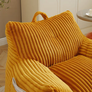 English Elm Giant Plush Bean Bag Chair with Armrests and Footstool for Ultimate Comfort, Durable Corduroy Lounge Sofa Yellow W1117P309392