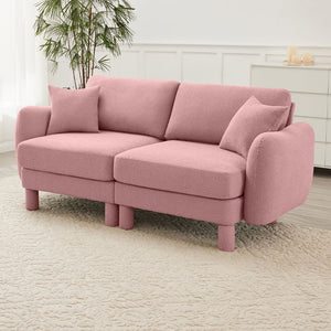 English Elm Boucle 2-Seater Loveseat Sofa With Chic Shell Armrests & Soft Pink Upholstery For Cozy Spaces W3041S00290