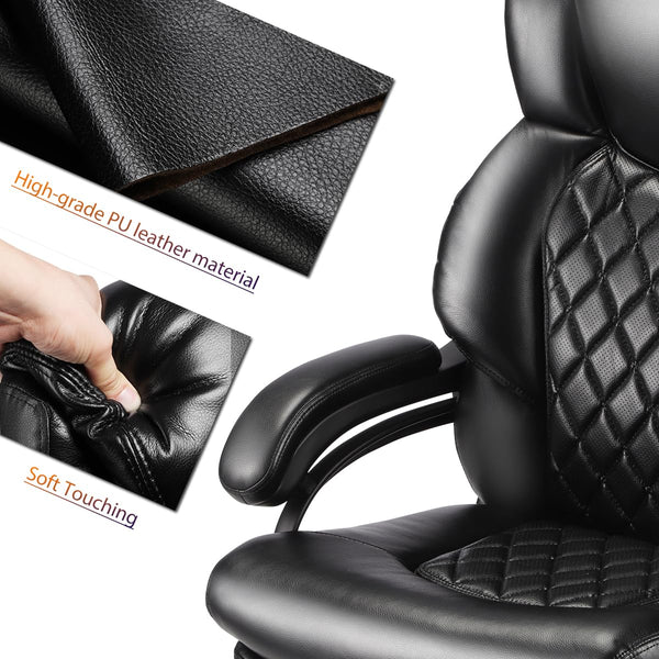 English Elm 500lbs Capacity Executive Desk Chair Wide Spring Seat Ergonomic Lumbar Support Swivel W5201P418183
