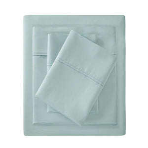 JLA Home Madison Park - Cotton sateen blend 4-piece sheet set with 1500TC peached finish, OEKO-TEX, wrinkle-resistant luxury Seafoam MP20-4855