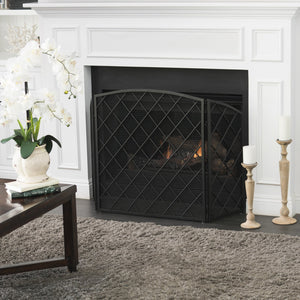 English Elm Christopher Knight Home® - FIRE Amiyah 3-Panel Iron Fireplace Screen - Decorative Protective Mesh Shield for Hearth Safety and Style Black 61127.00