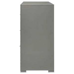 English Elm Pierce Six Drawer Diamond Embossed Dresser with Sleek High Sheen Finish for Modern Bedrooms Grey B062P447670