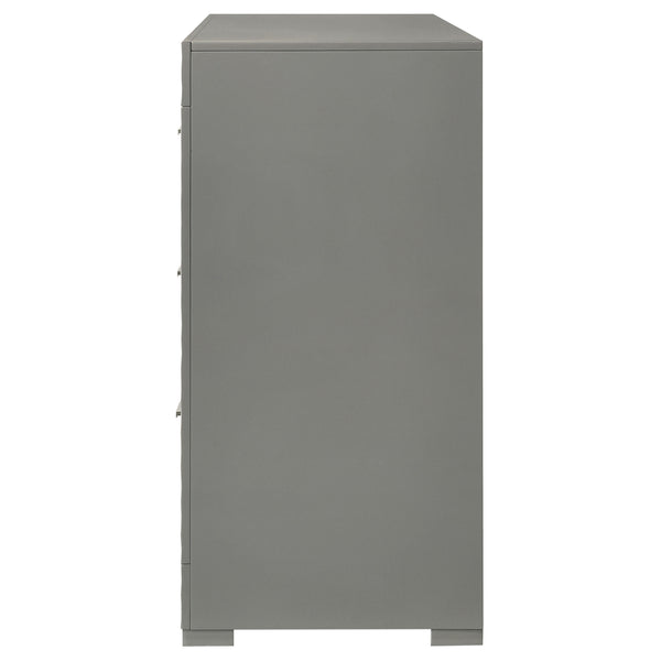 English Elm Pierce Six Drawer Diamond Embossed Dresser with Sleek High Sheen Finish for Modern Bedrooms Grey B062P447670