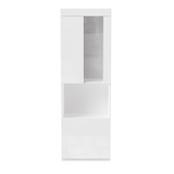 English Elm High Gloss Storage Cabinet With Led Lights, 67" Tall Pantry Cabinet With Acrylic Door, Modern Bookcase & Display Cabinet With Open Countertop and Tempered Glass Shelves For Living Room, White