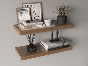 English Elm Ecco Floating Shelves Set of 2 31.5" — Sleek Matte Finish, Hidden Brackets, Sturdy Display Solution Light Brown 32 L x 11 W x 4 H B200P350338