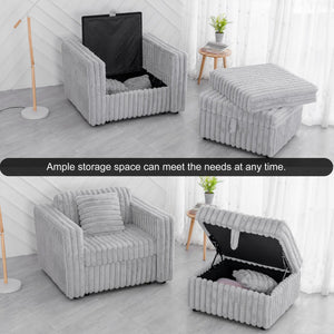 English Elm 106.3" Modern Light Gray 3-Person Sofa With Hydraulic Lift Storage & Stylish Throw Pillows For Comfort W1767S00010