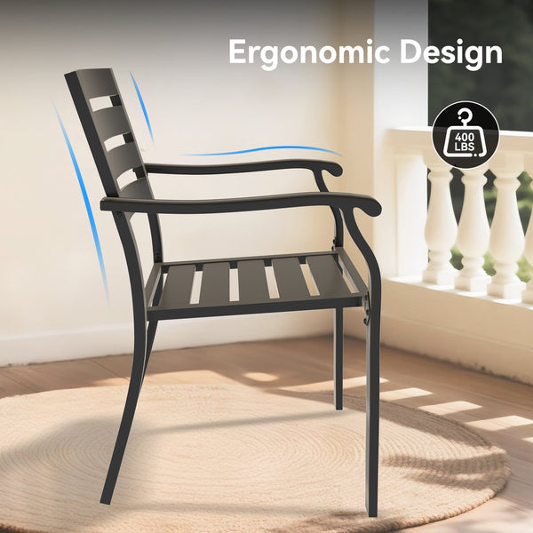 English Elm 5-Piece Outdoor Patio Dining Set With 4 Stackable Chairs & 40.6" Round Table For Garden Bliss W213S00055