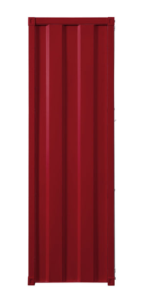 English Elm Red Rectangular 1-Door Wardrobe with Lockable Container, Iron Build, Single Shelf & Dual Compartments B062P215413