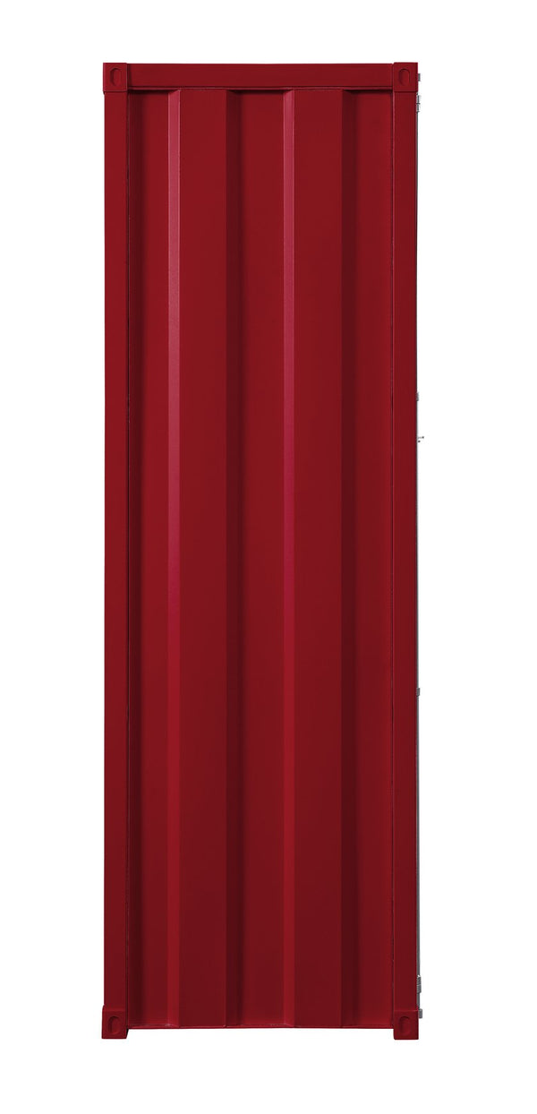 English Elm Red Rectangular 1-Door Wardrobe with Lockable Container, Iron Build, Single Shelf & Dual Compartments B062P215413