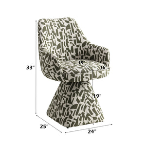 English Elm Priel Green Pattern Fabric Swivel Accent Chair with 360° Rotation, Wooden Frame, 3.5" Cushion, 220lb Capacity B2726P406785