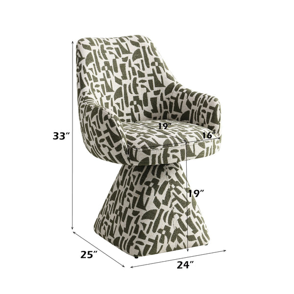 English Elm Priel Green Pattern Fabric Swivel Accent Chair with 360° Rotation, Wooden Frame, 3.5" Cushion, 220lb Capacity B2726P406785