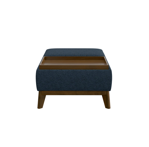 English Elm Wallace & Bay - Blue Reversible Tray Ottoman — Mid-Century Modern Navy Storm Accent, Engineered Wood, Easy Care, 38" B2709P212463