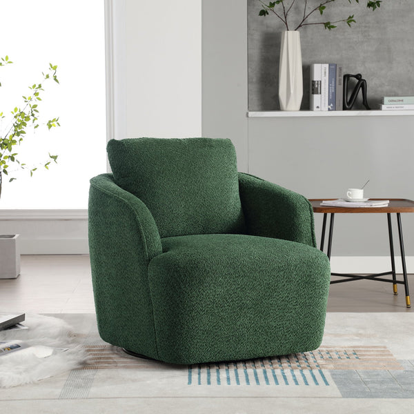 English Elm 30.3"w Boucle Barrel Swivel Chair 360 Rotation Lounge Seating for Living Room Green W3188P400933