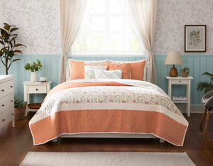 English Elm 6 Madison Park Dawn Cotton Percale Reversible Quilt Set with Paisley Pintuck, Lace Trim, Pillows, Full/Queen Coral 18.31 L x 23.03 W x 12.01 H B035129020