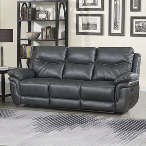 English Elm Steve Silver - Isabella Recliner Sofa Set in Dark Gray Faux Leather with Cup-Holders, Pillowtop Arms, Contrast Stitching B081P157073