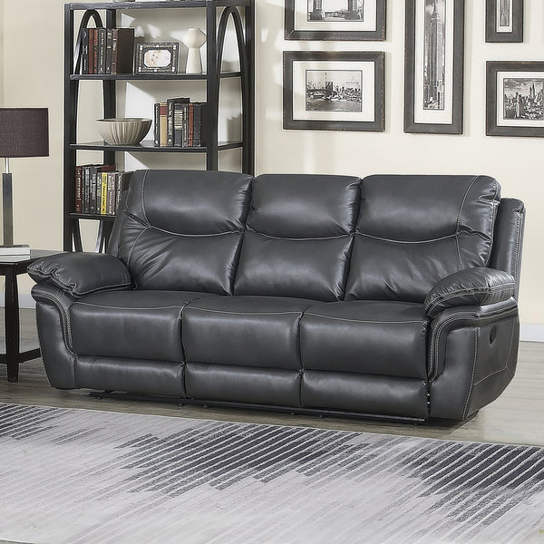 English Elm Steve Silver - Isabella Recliner Sofa Set in Dark Gray Faux Leather with Cup-Holders, Pillowtop Arms, Contrast Stitching B081P157073