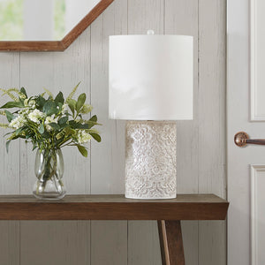 INK+IVY Ashbourne Transitional Embossed Floral Resin Table Lamp FB153-1174 Ivory