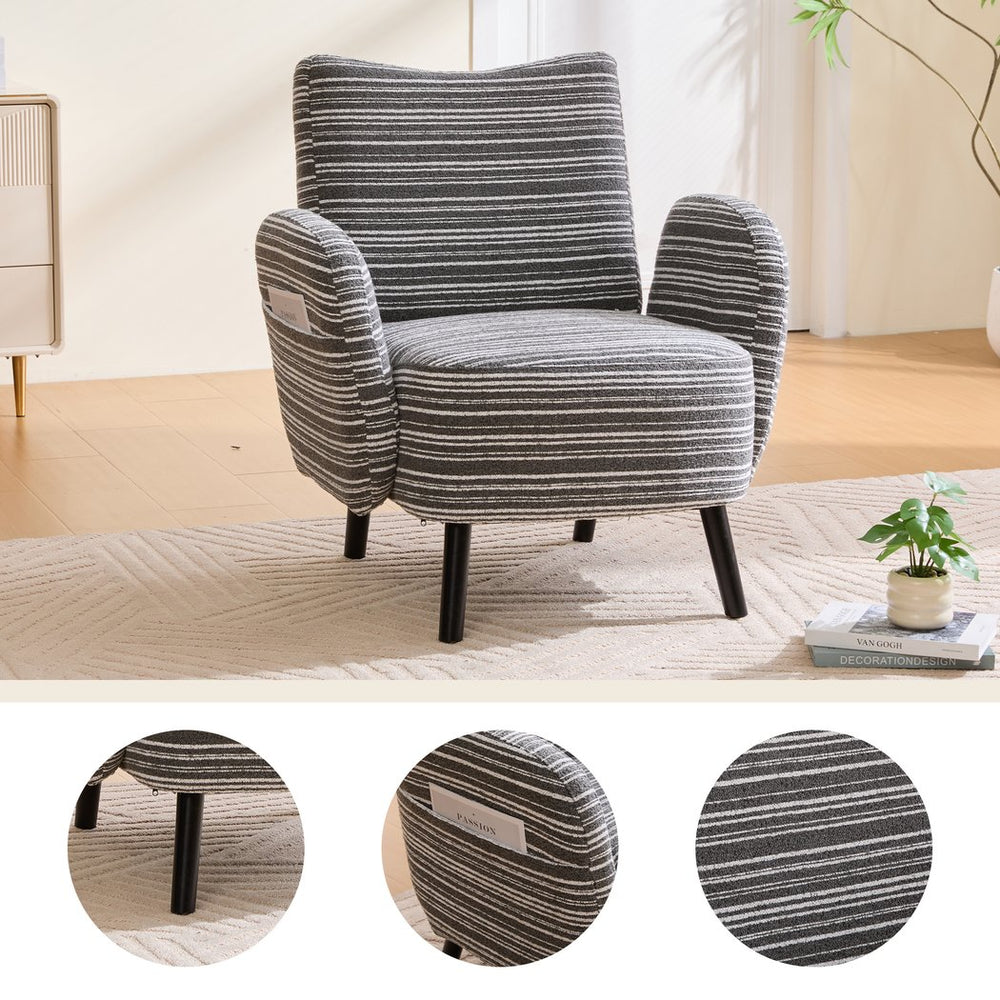 English Elm Modern boucle armchair with high-density foam cushion, solid wood legs, 500lb capacity, cozy reading seat Dark Gray W395P376572