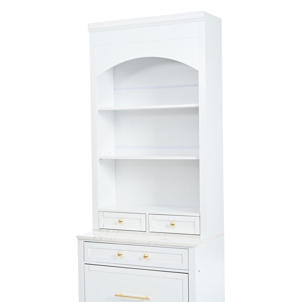 English Elm Topmax 83.7" Modern Tall Kitchen Pantry With Faux Marble Top & Adjustable Storage N717P221575K-GIGA