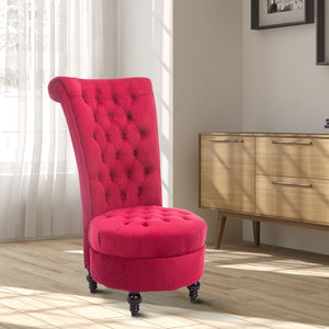 English Elm HOMCOM Velvet Chesterfield High Back Accent Chair, Tufted Armless Design, Plush Foam Seat, Crimson Elegance W2225P229639