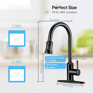 English Elm Kitchen Pull Down Faucet Matte Black Stainless Steel Single Handle 360 Swivel T3177P277524