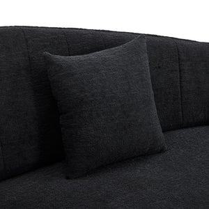 English Elm Curved Four Seat Chenille Sofa with Removable Backrest for Retro Apartment Living Black W3612S00041