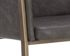 Sunpan Bernadette Counter Stool - Stylish Kendall Grey Faux Leather With Antique Brass Frame Elegance Grey Faux Leather 111432