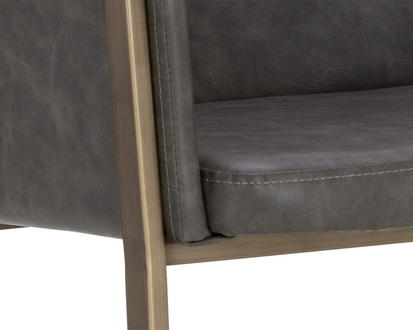 Sunpan Bernadette Counter Stool - Stylish Kendall Grey Faux Leather With Antique Brass Frame Elegance Grey Faux Leather 111432