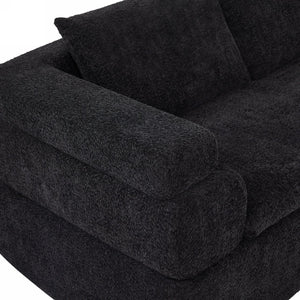 English Elm 106" L-shaped Sectional Sofa Modular Chaise Lounge Neutral Fabric Living Room Black N771P396321H_N771P396322H