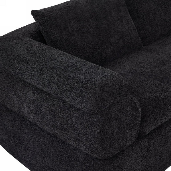 English Elm 106" L-shaped Sectional Sofa Modular Chaise Lounge Neutral Fabric Living Room Black N771P396321H_N771P396322H