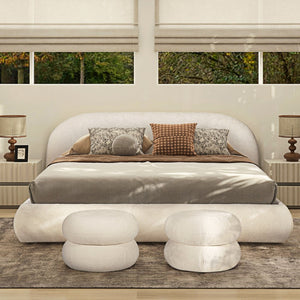 English Elm Jennifer Taylor Home - Archie Puffy Grounded Upholstered Platform Bed, King Size In Almond White - Modern Comfort & Style B2719P265595