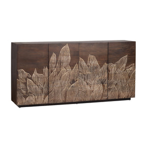 Crestview Collection Traditional Media Credenza - Elegant Mango Wood Tv Stand With Unique Carvings & Ample Storage Brown Solid Wood Cvfnr4809
