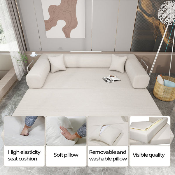English Elm Double Convertible Corduroy Sleeper Sofa High Density Foam Wide Armrest Studio Bed W3064P245390