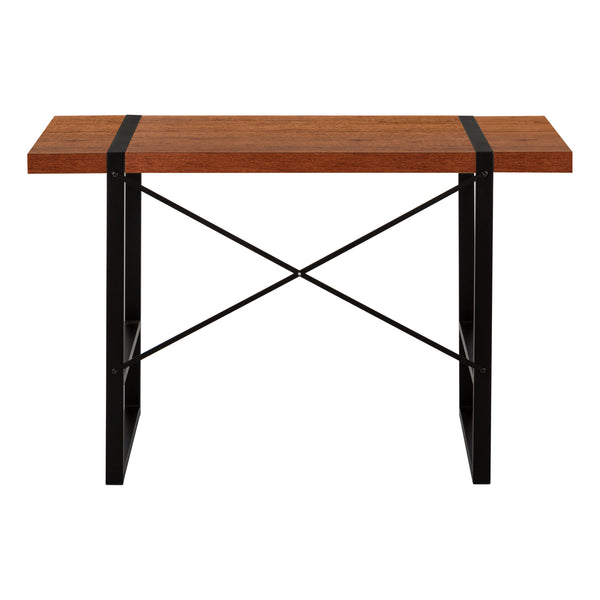English Elm Computer Desk, Stylish Brown Laminate With Black Metal Legs, Modern Workspace For Home & Office B2710P219878
