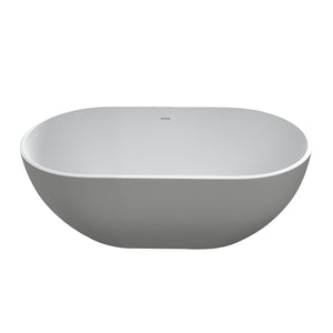 English Elm 59 Inch Freestanding Stone Resin Soaking Tub Sculptural Matte Spa Bath Design T3785P353960