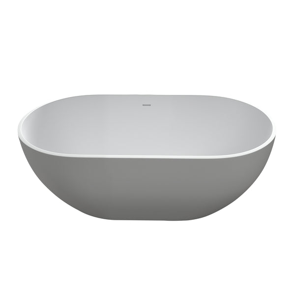 English Elm 59 Inch Freestanding Stone Resin Soaking Tub Sculptural Matte Spa Bath Design T3785P353960